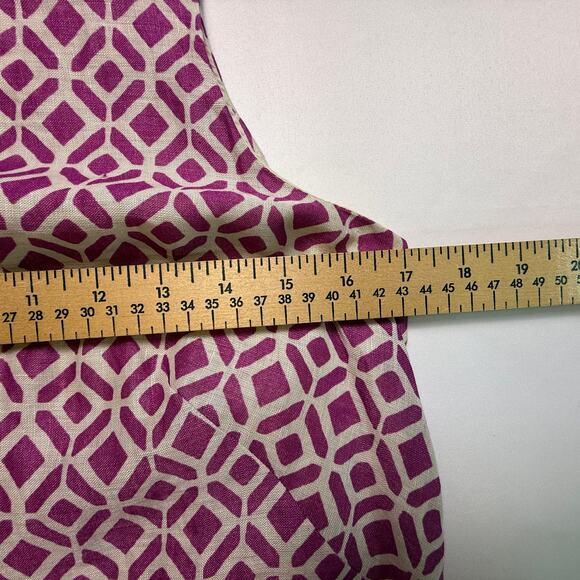 Ann Taylor LOFT Linen Geometric Print Shift Dress Multicolor Size 4 - Picture 4 of 12